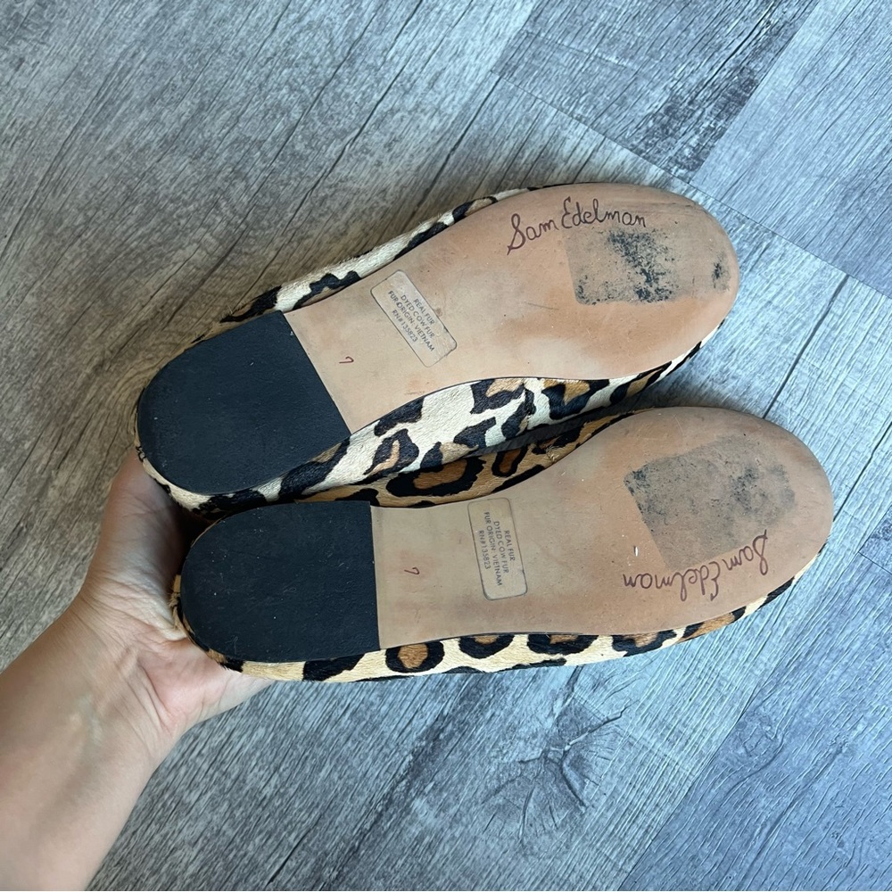 Sam Edelman Felicia Leopard Print Ballet Flats Calf Hair Size 7 - Picture 6 of 11